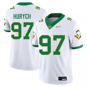Men Gage Hurych White Oregon Ducks #97 College Football University Jersey 809793-914