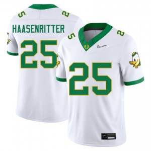 Mens Kilohana Haasenritter White Oregon Ducks #25 College Football High School Jersey 966780-673