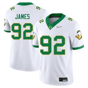 Men Ross James White Oregon Ducks #92 College Football Embroidery Jersey 118610-210