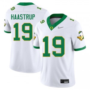 Men Tobi Haastrup White Oregon Ducks #19 College Football High School Jersey 570044-226
