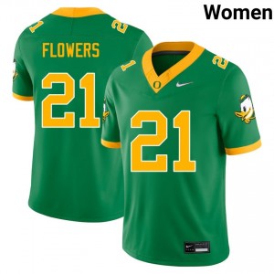 Women's Aaron Flowers Green Oregon Ducks #21 College Football Limited Jersey 433742-493