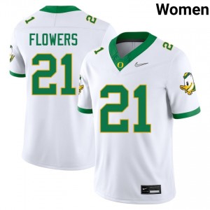 Women's Aaron Flowers White Oregon Ducks #21 College Football Alumni Jersey 480038-800