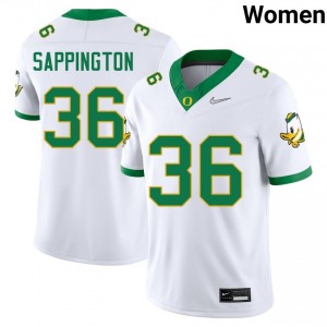 Womens Atticus Sappington White Oregon Ducks #36 College Football Game Jerseys 139799-920