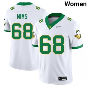 Women Auston Mims White Oregon Ducks #68 College Football Stitched Jersey 642446-419