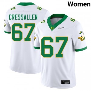 Women Beau CressAllen White Oregon Ducks #67 College Football Stitched Jerseys 822568-215