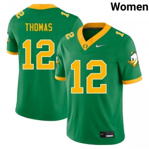 Women's Brock Thomas Green Oregon Ducks #12 College Football Official Jerseys 771858-500