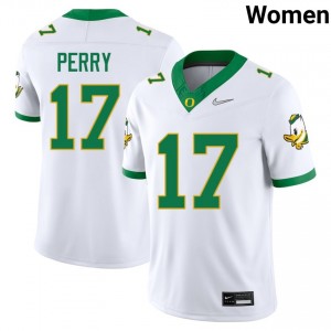 Womens Cooper Perry White Oregon Ducks #17 College Football 2025-26 Jersey 342941-343