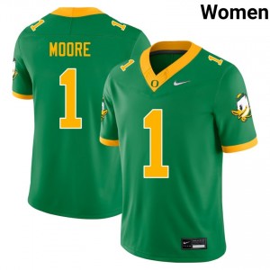 Women's Dakorien Moore Green Oregon Ducks #1 College Football NCAA Jerseys 165808-534