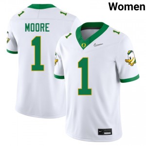 Womens Dakorien Moore White Oregon Ducks #1 College Football 2025-26 Jerseys 880869-797