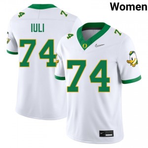 Womens Dave Iuli White Oregon Ducks #74 College Football Replica Jerseys 231860-891