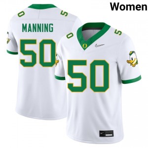 Women's Demetri Manning White Oregon Ducks #50 College Football Game Jersey 366291-795