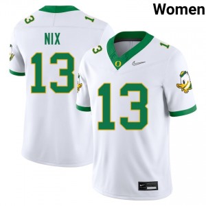Womens Gavin Nix White Oregon Ducks #13 College Football Replica Jersey 298790-491