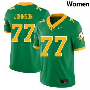 Women's Jericho Johnson Green Oregon Ducks #77 College Football Replica Jerseys 514807-875