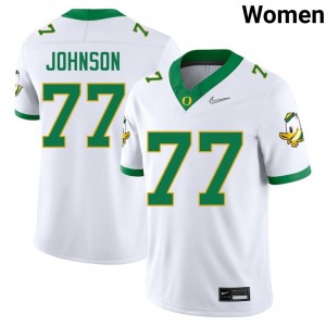 Women's Jericho Johnson White Oregon Ducks #77 College Football University Jerseys 469810-596