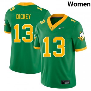 Womens Jurrion Dickey Green Oregon Ducks #13 College Football Embroidery Jersey 254444-632