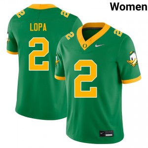 Women Kingston Lopa Green Oregon Ducks #2 College Football Replica Jersey 166240-727