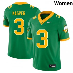 Womens Kyler Kasper Green Oregon Ducks #3 College Football Alumni Jerseys 389054-879
