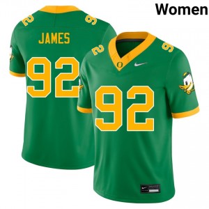 Women's Ross James Green Oregon Ducks #92 College Football 2025 Jersey 578519-712