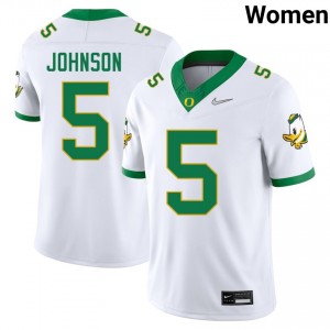 Womens Theran Johnson White Oregon Ducks #5 College Football Alumni Jersey 649145-758
