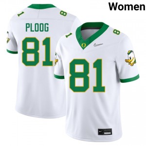 Women Vander Ploog White Oregon Ducks #81 College Football University Jerseys 808660-131