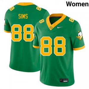 Womens Xadavien Sims Green Oregon Ducks #88 College Football Limited Jerseys 580181-106