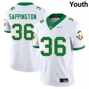 Youth Atticus Sappington White Oregon Ducks #36 College Football Alumni Jerseys 979136-309