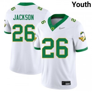 Youth Devon Jackson White Oregon Ducks #26 College Football Embroidery Jerseys 177403-425