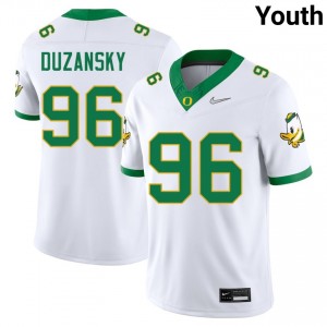 Youth Nick Duzansky White Oregon Ducks #96 College Football Official Jerseys 543056-155
